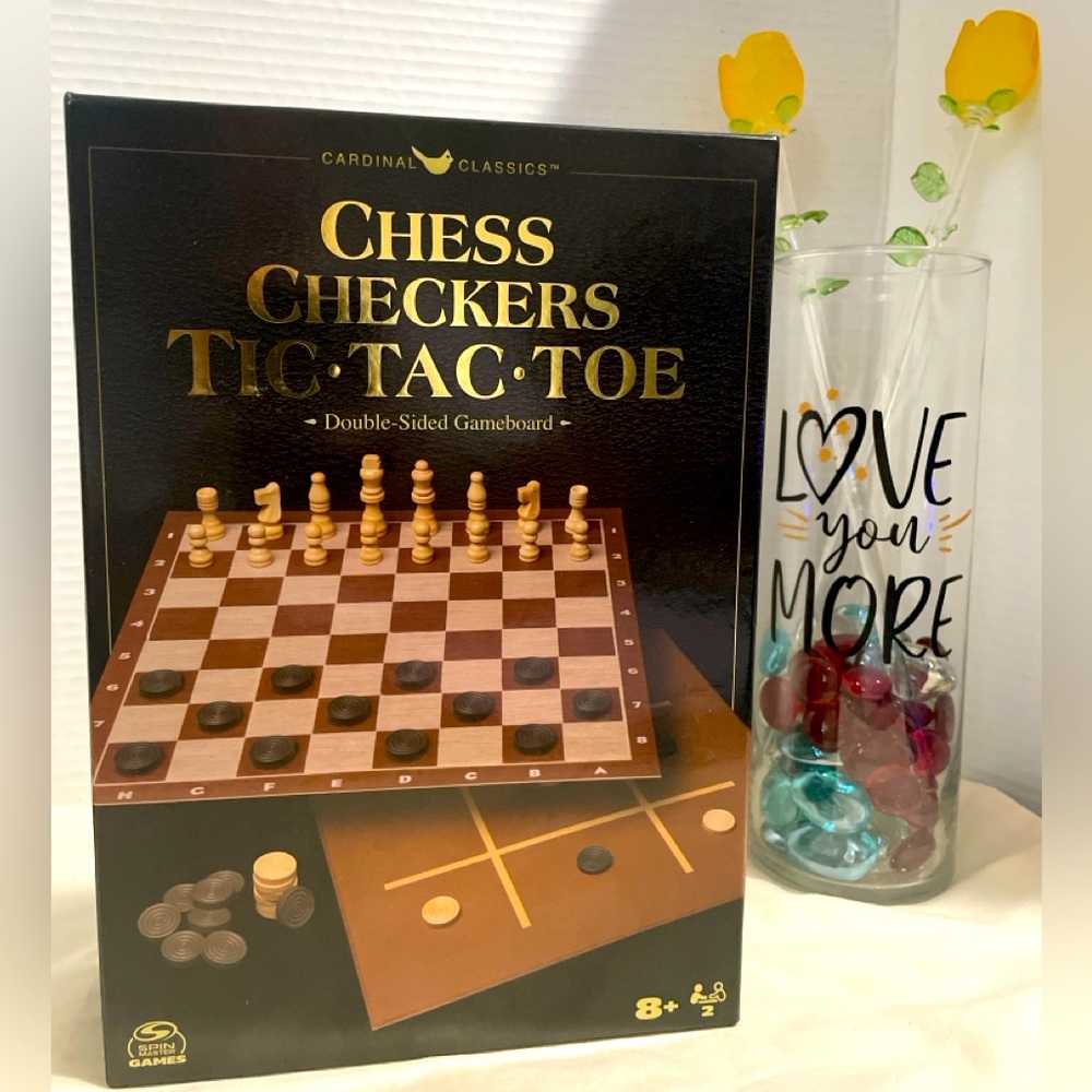 Cardinal classics chess, checkers and tic-tac-toe.  (New).
